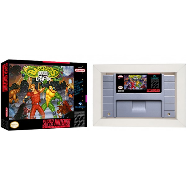Cartucho de Super Nintendo Batletoads e Double Dragon com Caixa e Berço Cartucho de Super Nintendo Batletoads e Double Dragon com Caixa e Berço