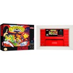 Cartucho de Super Nintendo Battletoads in Battlemaniacs com Caixa e Berço