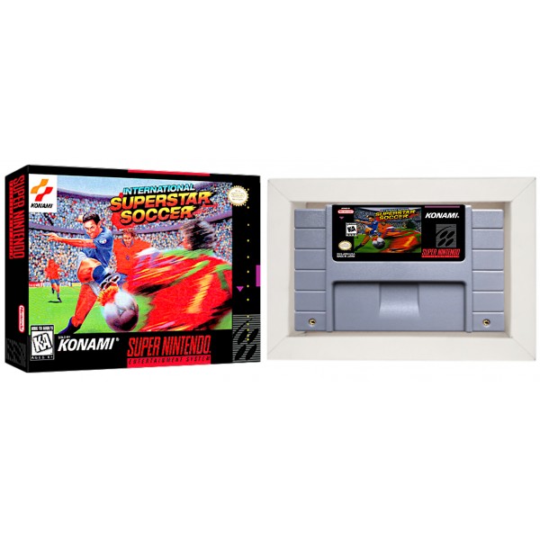 Cartucho de Super Nintendo International Superstar Soccer com Caixa e Berço