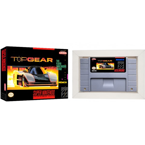 Cartucho de Super Nintendo Top Gear com Caixa e Berço