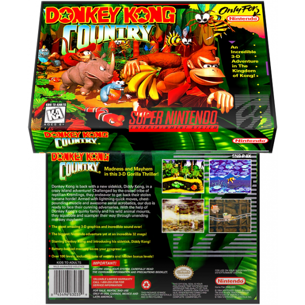 Caixa Box de Cartucho de Super Nintendo Donkey Kong Country