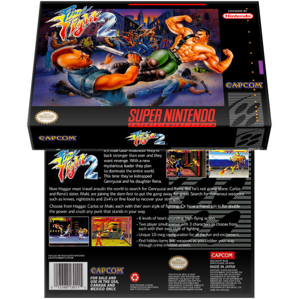 Caixa Box de Cartucho de Super Nintendo Final Fight 2