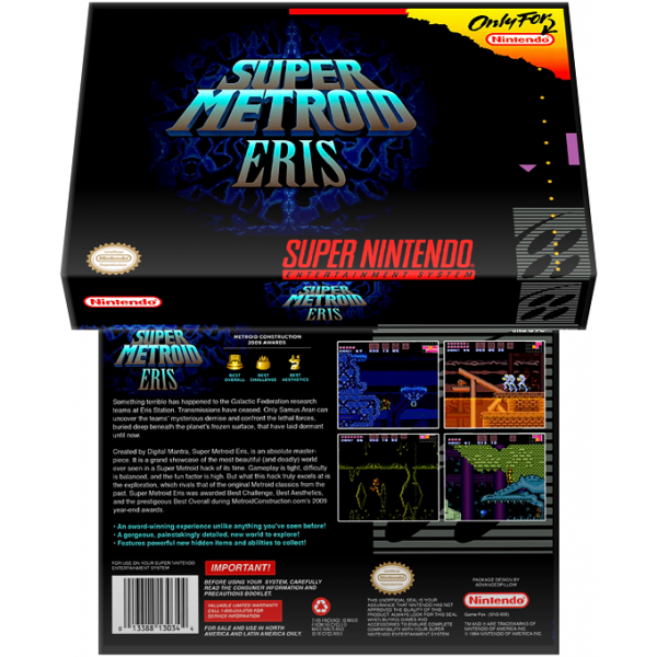 Caixa Box de Cartucho de Super Nintendo Super Metroid Eris