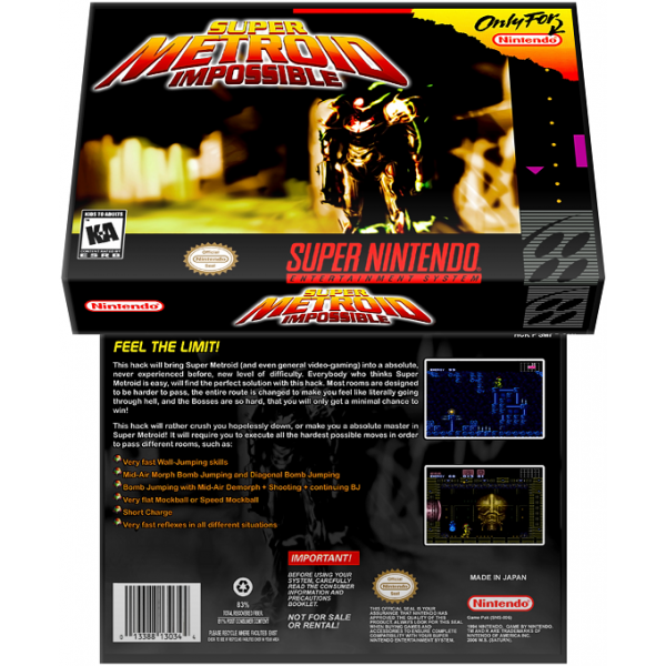 Caixa Box de Cartucho de Super Nintendo Super Metroid  Impossible