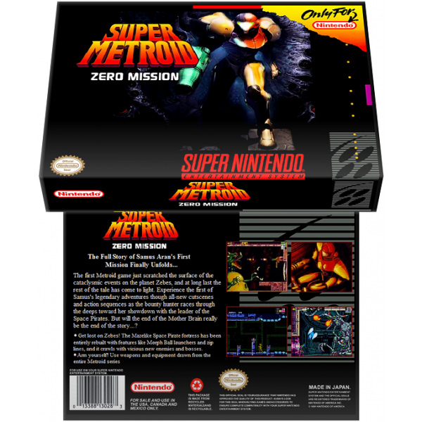 Caixa Box de Cartucho de Super Nintendo Super Metroid Zero Mission