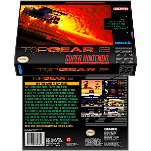 Caixa Box de Cartucho de Super Nintendo Top Gear 2